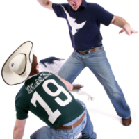 Eagles fan beating up a cowboys fan